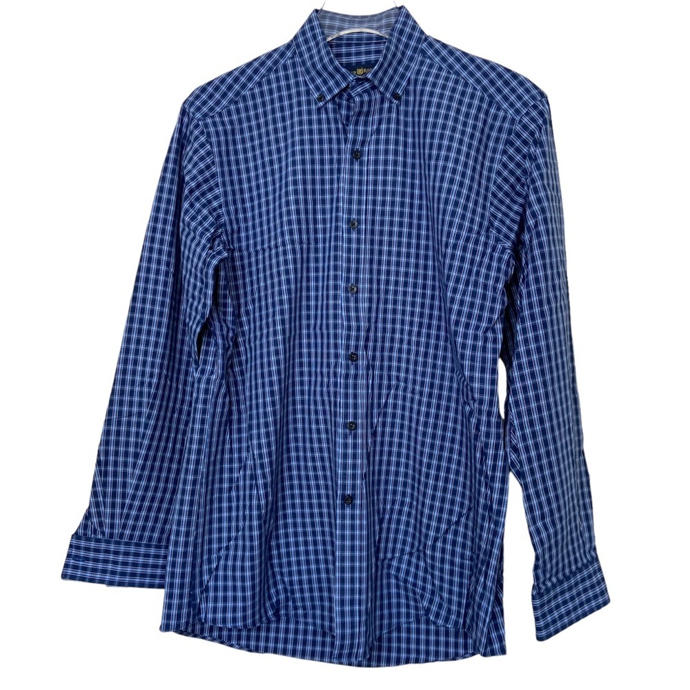 Club Room. Blue Plaid Long Sleeve Dress Shirt. 15 32/33 Medium. Regular Fit